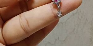 Pure 925 Silver Ruby Studs Flower Earrings