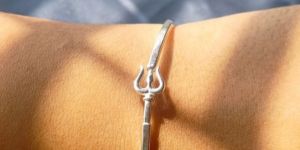 Trishul Round Solid Pure 925 Silver Bracelet