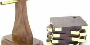 Handmade Sheesham Wood Desk Organizer Coaster Set