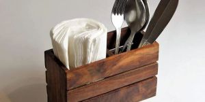 Wooden Spoon Stand & Napkin Holder