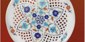 White Round Marble Stone Inlay Plate