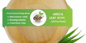 Areca Palm Leaf Bowls (4 -inch Round Deep Bowl - Pack of 25)