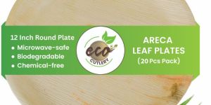 Areca Palm Leaf Round Plates (12-inch - Round Plate - Pack of 20)