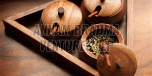 Wooden Trianguler Mukhwas Freshner Jars Set