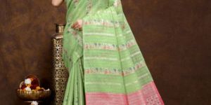 Sajni Pista Cotton Silk Saree