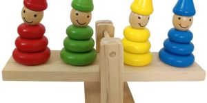 Wooden Balancing Stacking Game with Colorful Clown Figurines