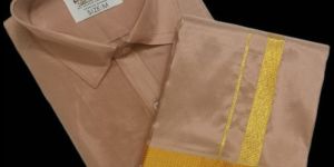 Mens Art Silk Dhoti Shirt Set