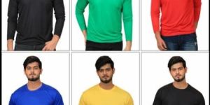 Men Cotton Full Sleeve Round Neck Plain T Shirt