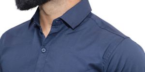 Men Plain Cotton Royal Blue Shirt