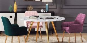 Oakcraft Flower Luxurious Dining Accent Chairs with Metal Legs