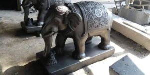 Black Stone Elephant Statue