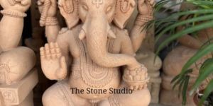 Marble Brown Sandstone Ganesha Statue