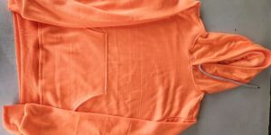 Mens Orange Cotton Plain Hoodie