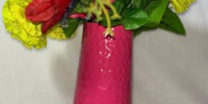 Metal Dark Pink Flower Vase