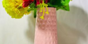 Metal Light Pink Flower Vase