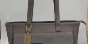 Ladies Light Grey PU Leather Handbag