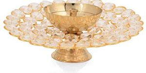 Brass Crystal Plate Shape Diya