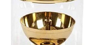 Brass Glass Akhand Diya - 6 Inch Height