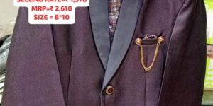 Men Party Wear Plain Dark Purple Blazer Set