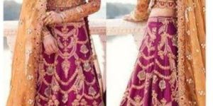 Ladies Chiffon Bridal Designer Semi-Stitched Lehenga Choli