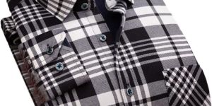 Mens Black and White Cotton Check Shirt