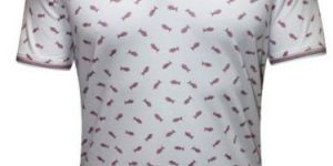 Mens White Cotton Printed Polo T-Shirt