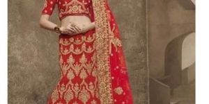 Red and Golden Georgette Wedding Lehenga