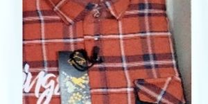 Kids Cotton Orange Full Sleeves Check Shirt