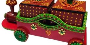 Multicolor Wood Vintage Car Dry Fruit Box