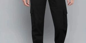 Mens Black Cotton Cargo Pant