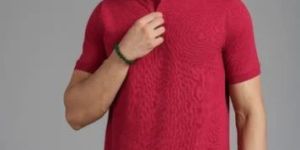 Mens Cotton Maroon Polo T-Shirt
