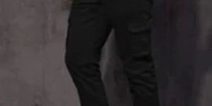 Mens Six Pocket Black Cotton Cargo Pant