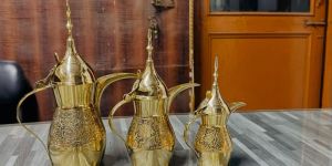 Brass Arabic Dallah Mid Embossed Coffee Pot