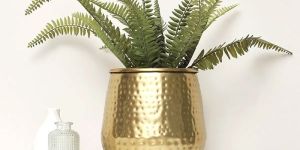 Gold Metal Hammered Planter