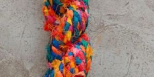 Multicolor Silk Fabric Stripes Hank Yarn