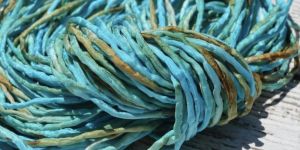 Yarn Strips Dyed Silk Fabric