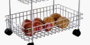Prachit Stainless Steel Kitchen Basket Trolley
