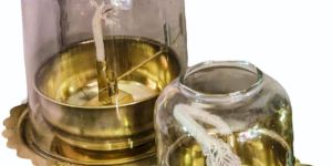 Brass Akhand Jyot Diya with Wick Lifting Screw Lever