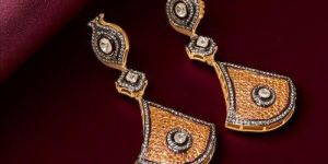 Ladies Handcrafted Sterling Silver Polki Earrings