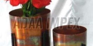 Copper Bronze Duo Cylindrical Iron Planter Stand