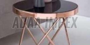 Golden Crisscross Leg Frame Black Top Side Table