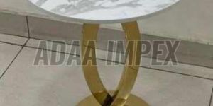 Golden Curved Base White Marble Top Side Table