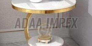 Golden Curved Frame White Top Side Table