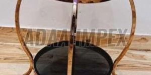 Golden Curved Leg Marble Top Side Table