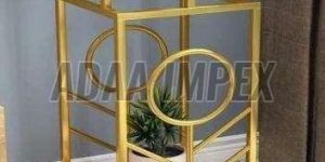 Golden Geometric Frame White Top Side Table