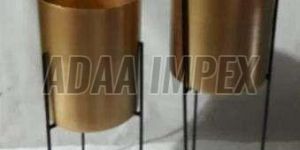 Golden Glow Cylindrical Iron Planter Stand