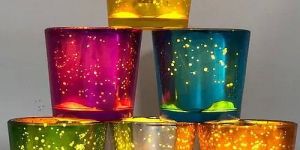 Silver Mercury Short Glass Votive Candle Holder