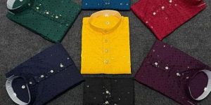 Kids Multicolor Lucknowi Embroidered Kurta Pajama Set