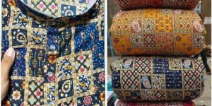 Mens Rayon Multicolor Lucknowi Chikankari Kurta