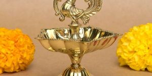 peacock brass diya